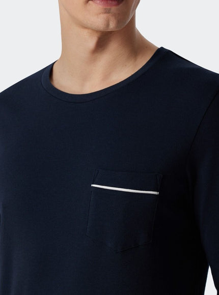 Schiesser Heren pyjama 179295 803 dunkelblau – detail