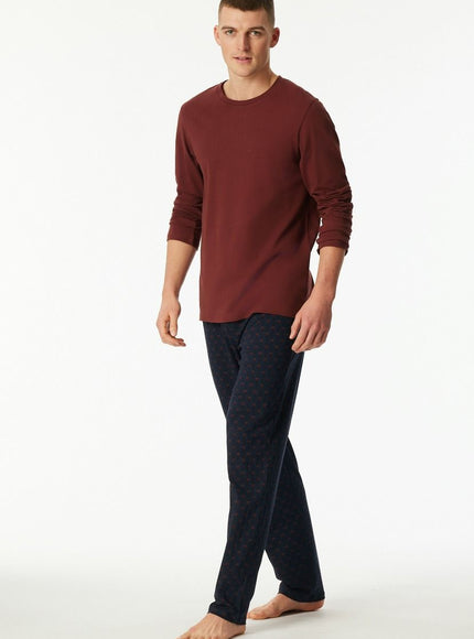 Schiesser Heren Pyjama 180249 516 burgund – op model