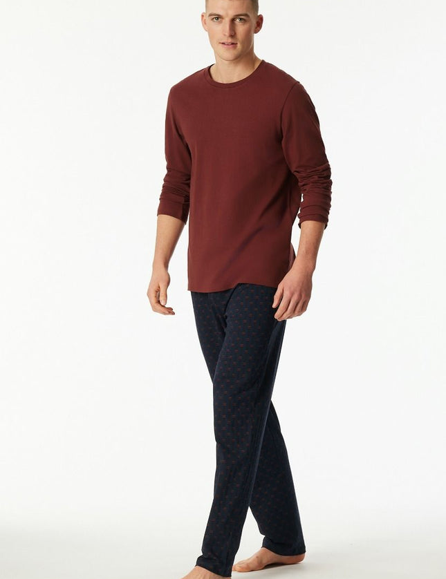 Schiesser Heren Pyjama 180249 516 burgund – op model