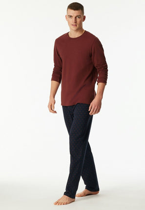Schiesser Heren Pyjama 180249 516 burgund – op model