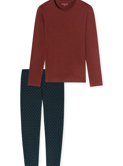 Schiesser Heren Pyjama 180249 516 burgund – voorkant