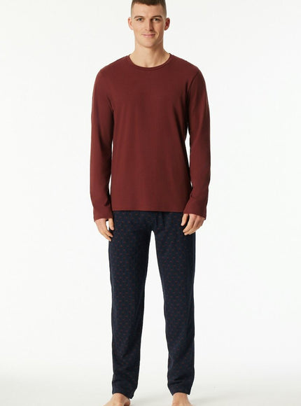 Schiesser Heren Pyjama 180249 516 burgund – op model