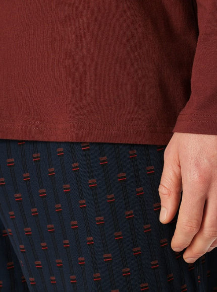 Schiesser Heren Pyjama 180249 516 burgund – detail