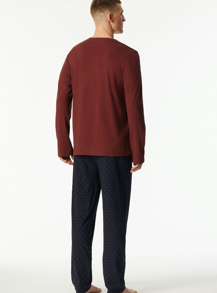 Schiesser Heren Pyjama 180249 516 burgund – op model
