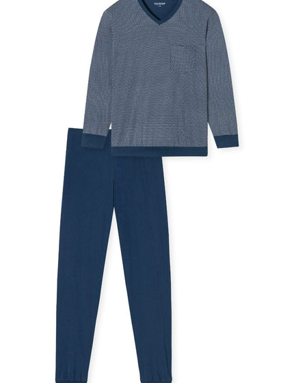 Schiesser Heren Pyjama 182194 800 blau – voorkant