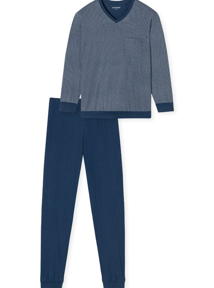 Schiesser Heren Pyjama 182194 800 blau – voorkant
