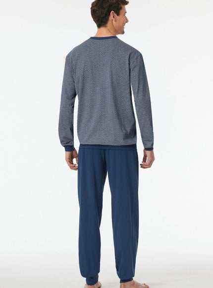 Schiesser Heren Pyjama 182194 800 blau – op model