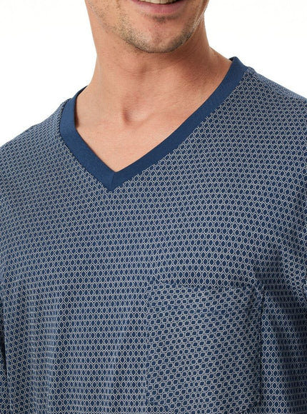 Schiesser Heren Pyjama 182194 800 blau – detail