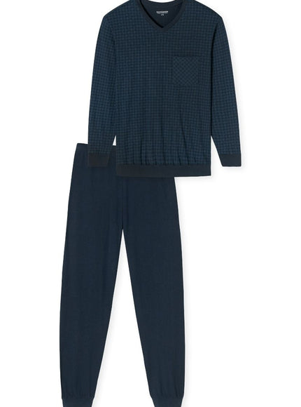 Schiesser Heren Pyjama 182194 804 Nachtblau – voorkant