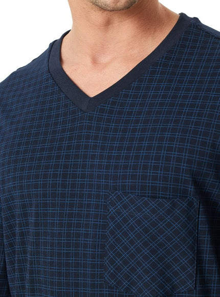 Schiesser Heren Pyjama 182194 804 Nachtblau – detail