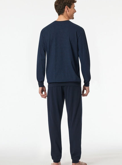Schiesser Heren Pyjama 182194 804 Nachtblau – op model