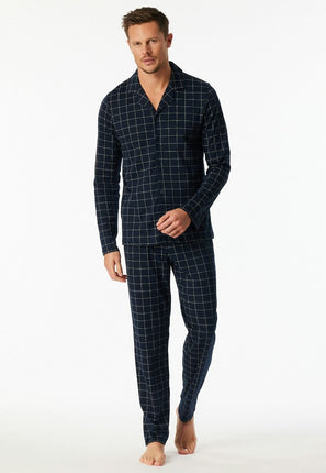 Schiesser Heren Pyjama 183176 804 Nachtblau – op model