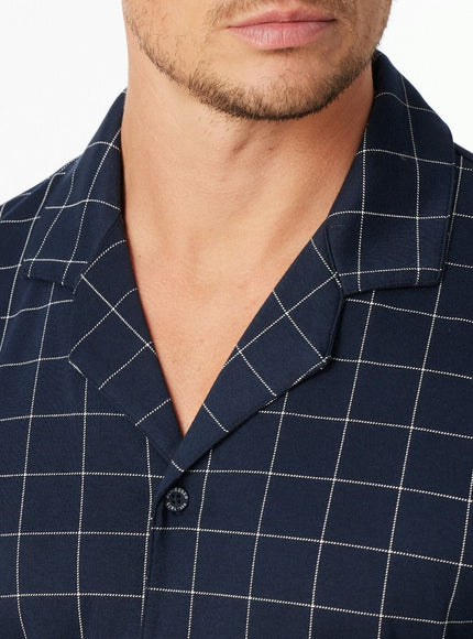 Schiesser Heren Pyjama 183176 804 Nachtblau – detail