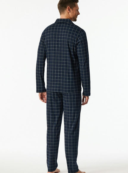 Schiesser Heren Pyjama 183176 804 Nachtblau – op model