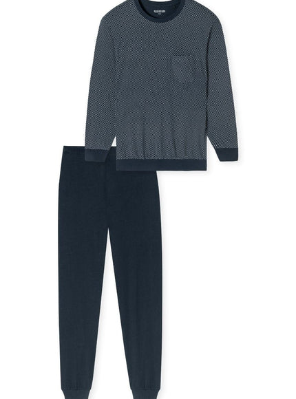 Schiesser Heren Pyjama NOS 182196 804 Nachtblau – voorkant