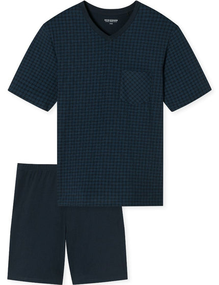 Schiesser heren shortama 182193 804 Nachtblau – voorkant