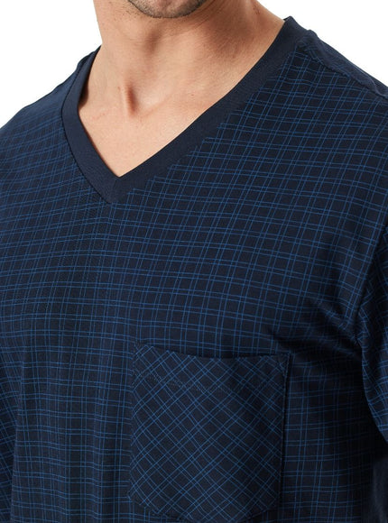 Schiesser heren shortama 182193 804 Nachtblau – detail