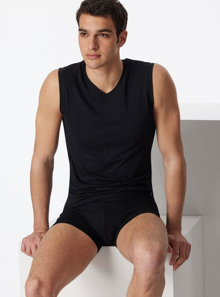 Schiesser Long Life Cotton Tank Top 145139 – Zwart, op model