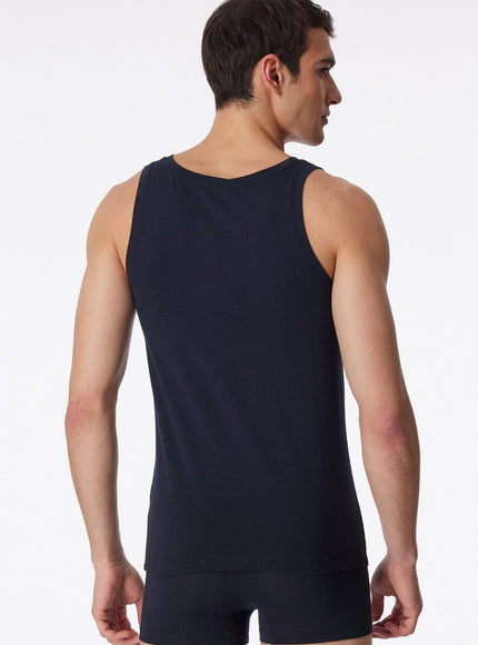 Schiesser Long Life Soft Singlet 155629 – Blauwzwart, achterkant