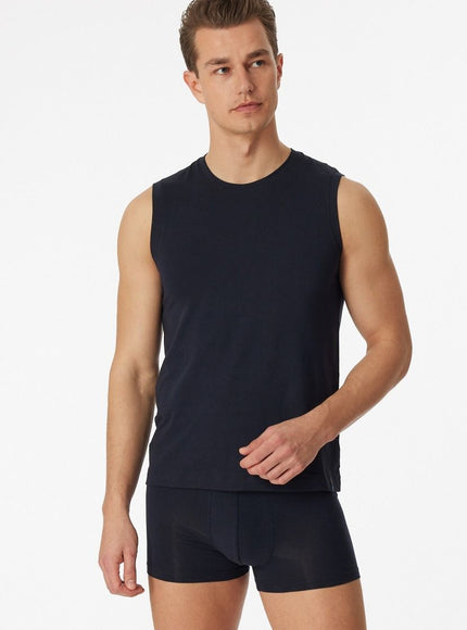 Schiesser long life soft tank top 164104 – Blauwzwart, op model