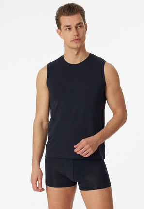 Schiesser long life soft tank top 164104 – Blauwzwart, op model