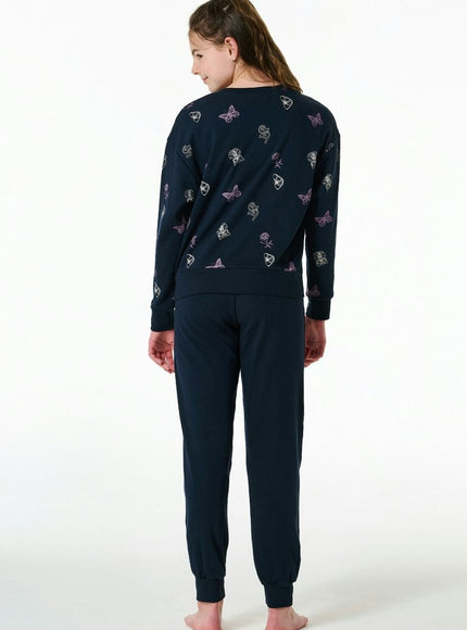 Schiesser Meisjes Pyjama 181981 804 Nachtblau – op model