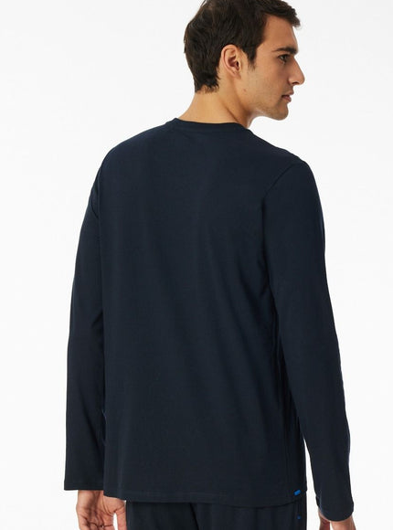 Schiesser Mix En Relax T-shirt l. mouw 182517 804 Nachtblau – op model