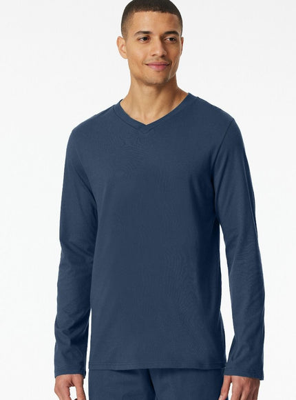 Schiesser Mix en Relax T-shirt lange mouw 182182 819 royal – op model
