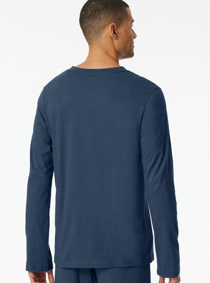 Schiesser Mix en Relax T-shirt lange mouw 182182 819 royal – op model