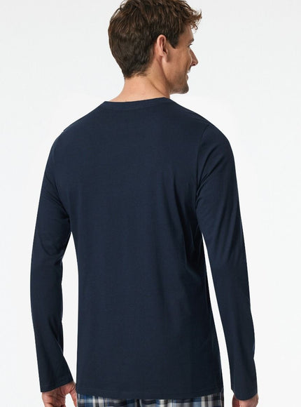Schiesser Shirt lange mouwen Mix+ Relax 182180 – Nachtblau, op model