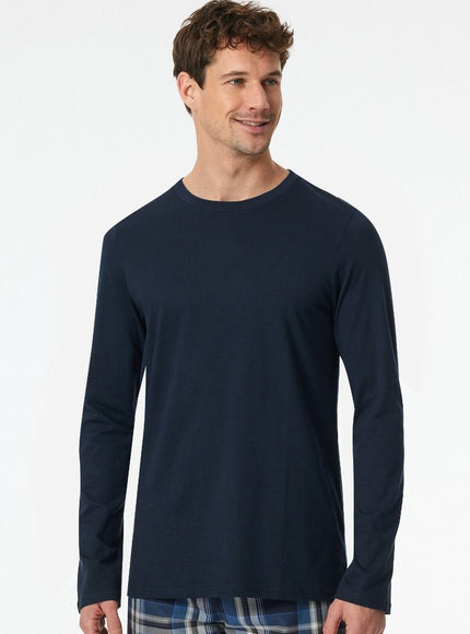 Schiesser Shirt lange mouwen Mix+ Relax 182180 – Nachtblau, op model