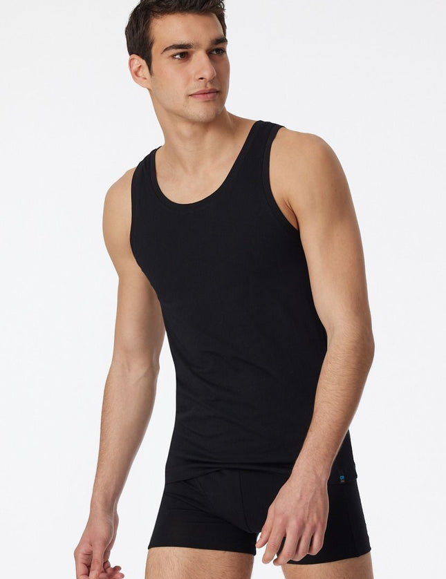 Schiesser shirt Long life cotton basic 145138 – Zwart, op model