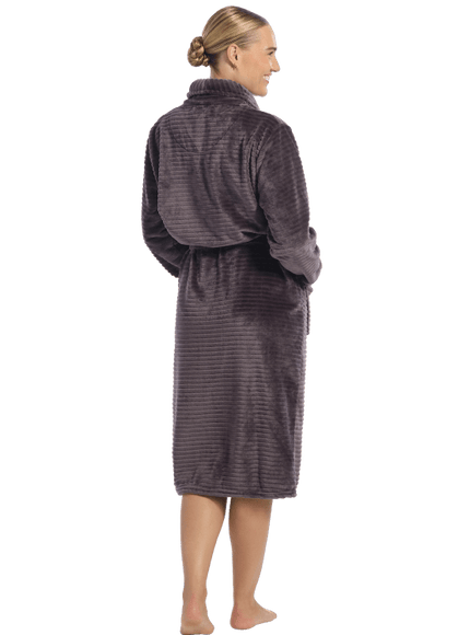 Ten Cate Dames badjas 60529 6178 dark grey stripe – op model