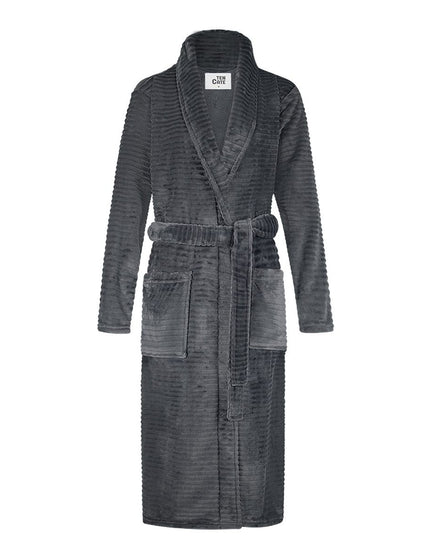Ten Cate Dames badjas 60529 6178 dark grey stripe – voorkant