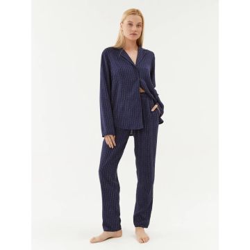 Triumph Dames pyjama Boyfriend 10216596 M008 BLUE - DARK COMBINATION